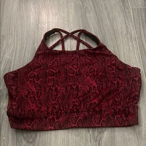 BuffBunny Red and Black Sports Bra with Criss-Cross Straps